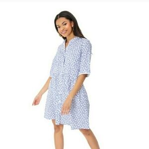 EASTER Tuckernuck Ditsy Floral Royal Shirt Dress Blue and White Size SMALL